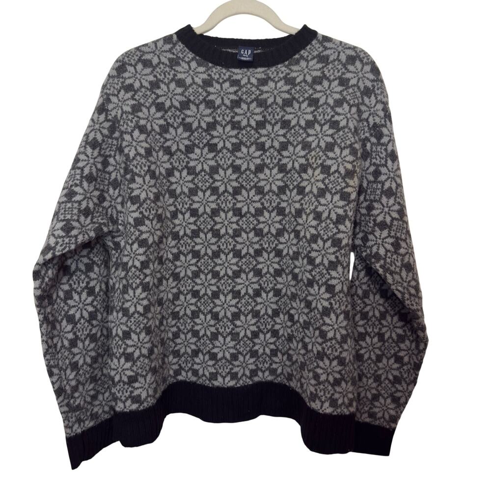 Nordic Wool Cottagecore Cabincore Scandinavian Cozy Knit Gray Medium GAP